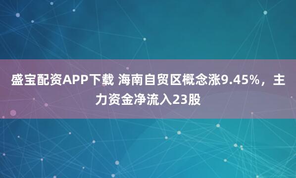 盛宝配资APP下载 海南自贸区概念涨9.45%，主力资金净流入23股